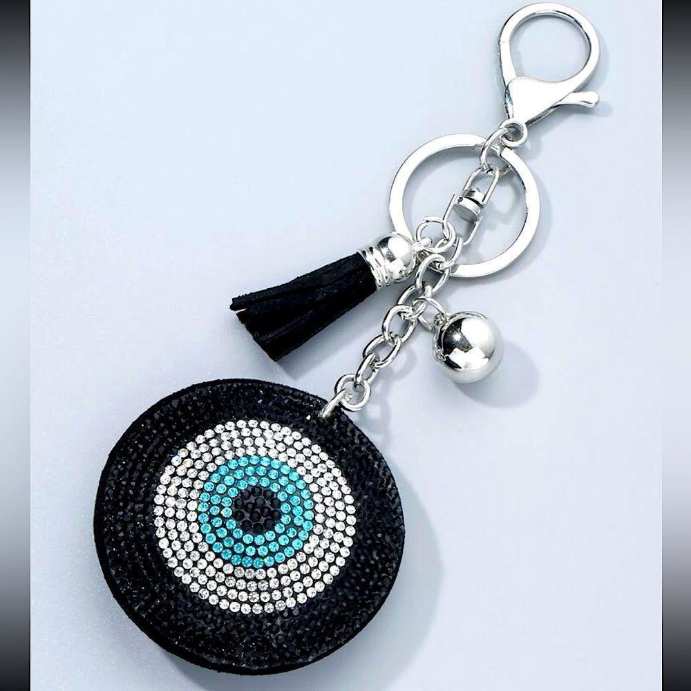 New Evil Eye Protection Luck Rhinestone Tassel Keychain Purse Charm Gift